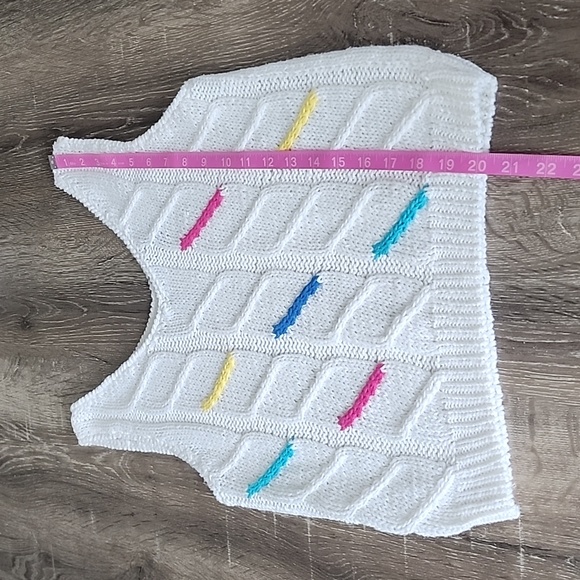 Vintage 80's Memphis Jones Cable Knit V-Neck Vest Retro Sweater Tank - Picture 4 of 6